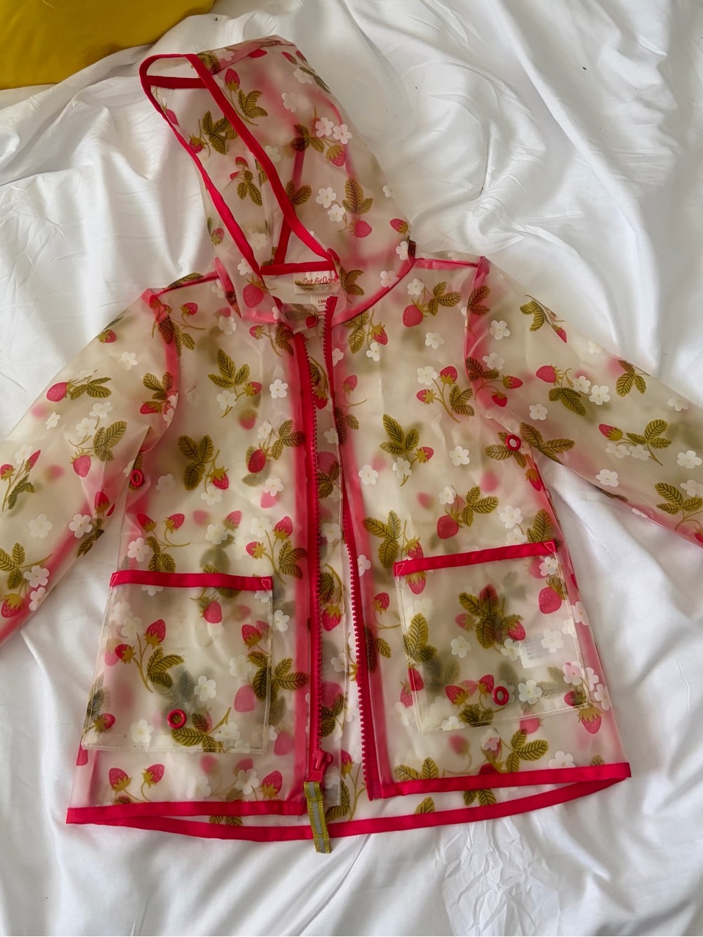 Cat & Jack Clear Raincoat with Pink Strawberry Print